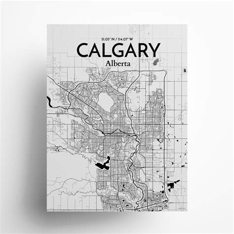 Calgary Map Print Calgary Wall Art Alberta Print Calgary Print Calgary