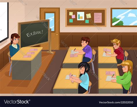 Students Taking A Exam Royalty Free Vector Image