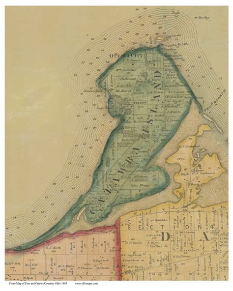 Catawba Island Ohio 1863 Old Town Map Custom Print Ottawa Co Old Maps