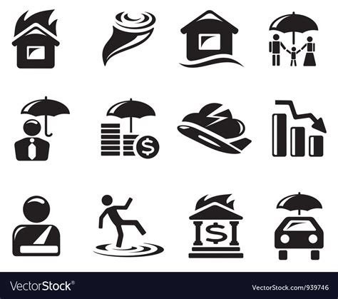 Insurance Icons Royalty Free Vector Image Vectorstock