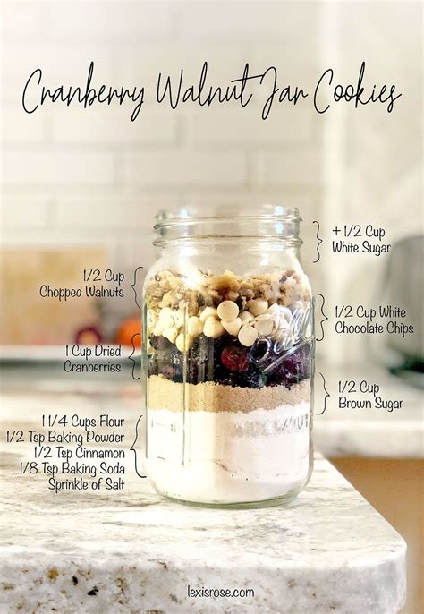Cranberry Walnut Jar Cookies Easy Simple Recipe DIY Homemade Mix