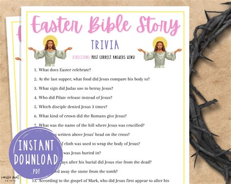 Easter Bible Story Trivia Game Printable Easter Games Etsy