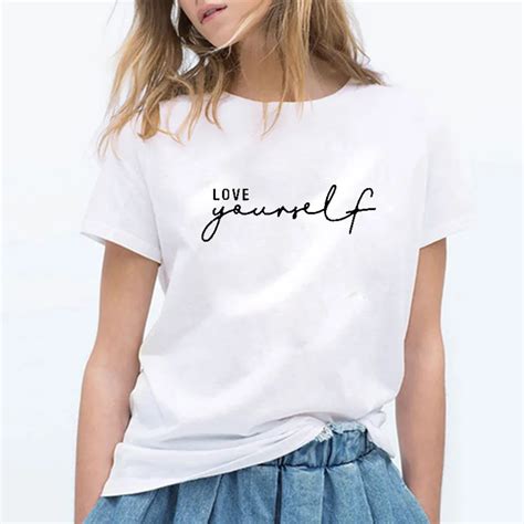enjoythespirit women t shirt love yourself slogan tshirt womens tee clothing fashion loose fit