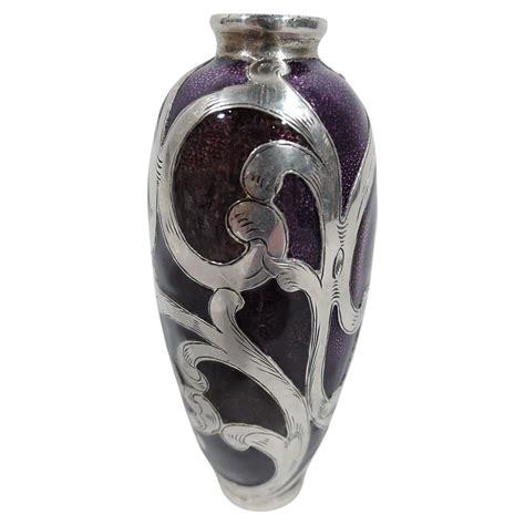 Antique Alvin Art Nouveau Red Glass Bud Vase With Silver Overlay At 1stdibs
