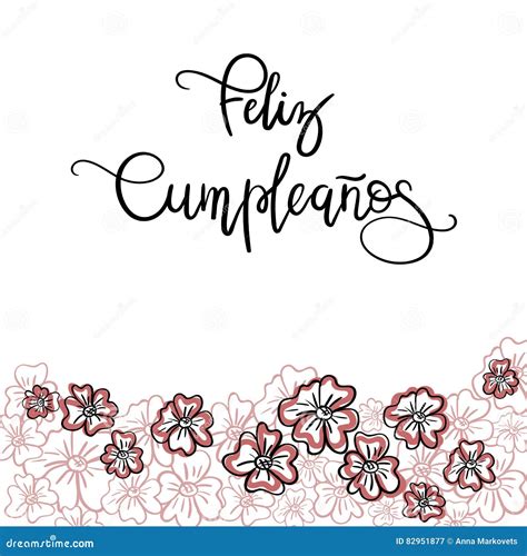 feliz cumpleanos happy birthday spanish text cartoon vector 82951877