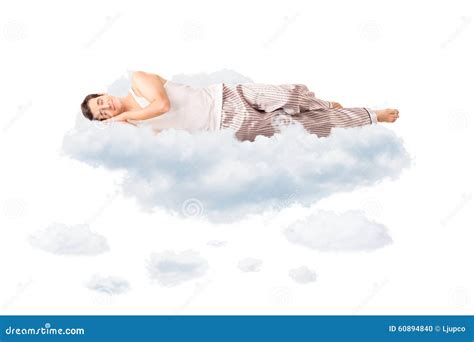 Young Joyful Man Sleeping On A Cloud Stock Photo Image 60894840