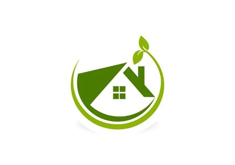 Green Eco Friendly House Logo Design Symbol Vector — Stock Vector