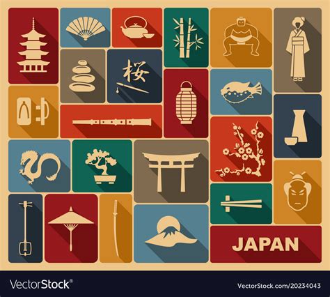 Japan Icons Royalty Free Vector Image Vectorstock