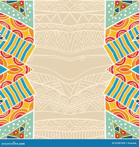 Background With Bright Tribal Border Stock Vector Illustration Of