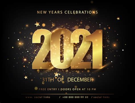 Carteles De Navidad Y Año Nuevo Con Números 2021 Invitaciones De