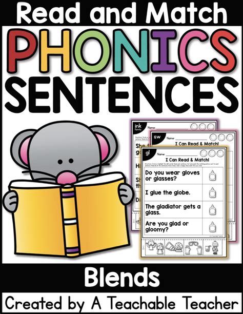 read and match phonics sentences blends a teachable teacher