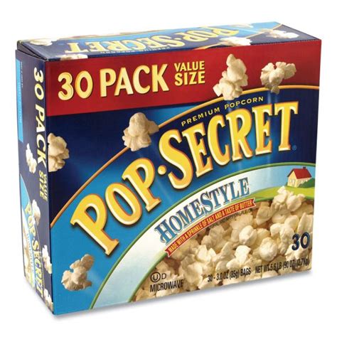 Pop Secret Microwave Popcorn Homestyle 3 Oz Bags 30carton