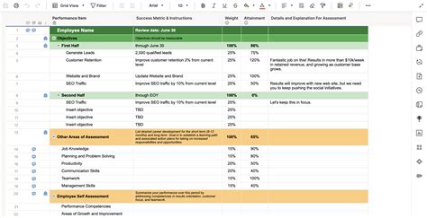 Employee Objectives And Performance Review Template Smartsheet