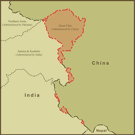 A Map Of Aksai Chin And The Border Dispute Between China And India A