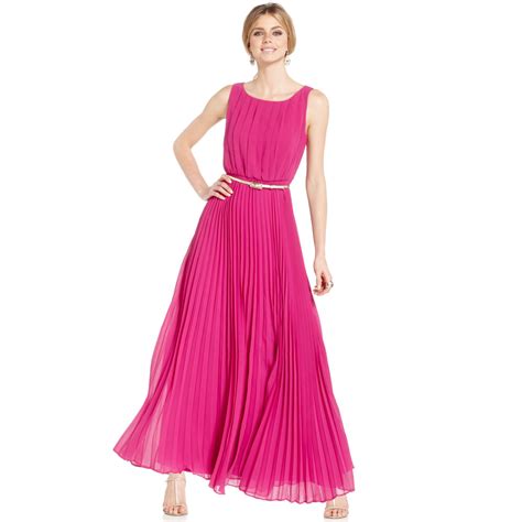 lyst eliza j sleeveless pleated maxi dress in pink