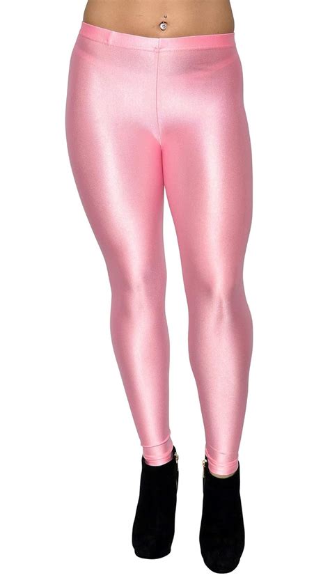 Buy Shiny Satin Lycra Pink Leggings Large Size At Amazon In