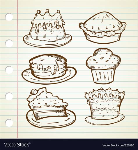 Cake Doodle Collections Royalty Free Vector Image