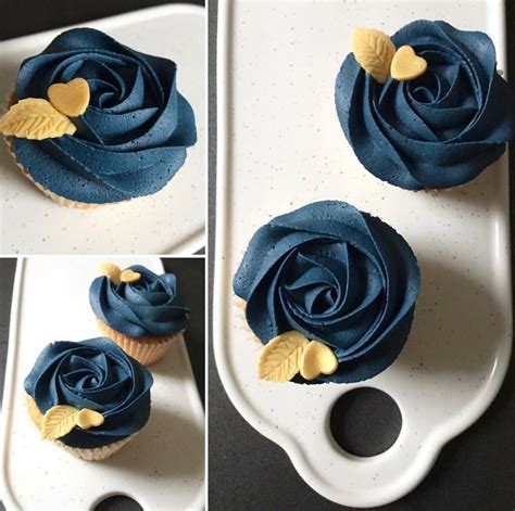 Navy Blue And Gold Buttercream Cupcakes 😍 Navy Blue And Gold Wedding