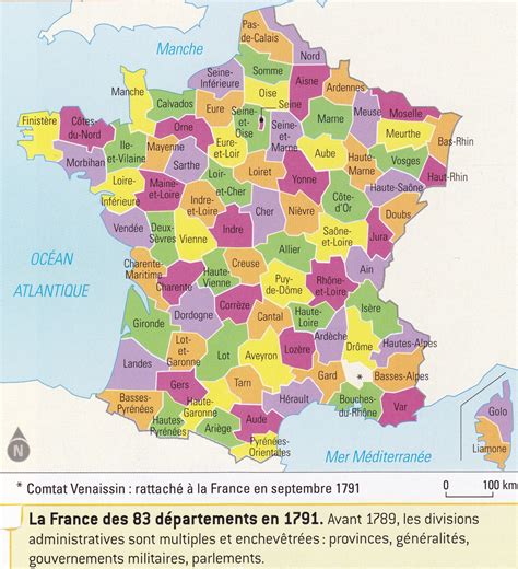 Légende de la carte de france. 100 departement francais - altoservices