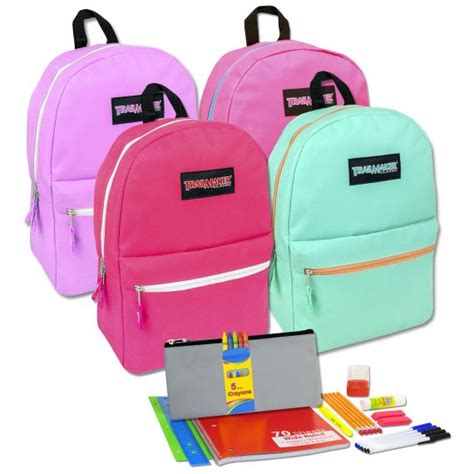 24 Wholesale Preassembled 17 Inch Backpack And 12 Piece School Supply Kit