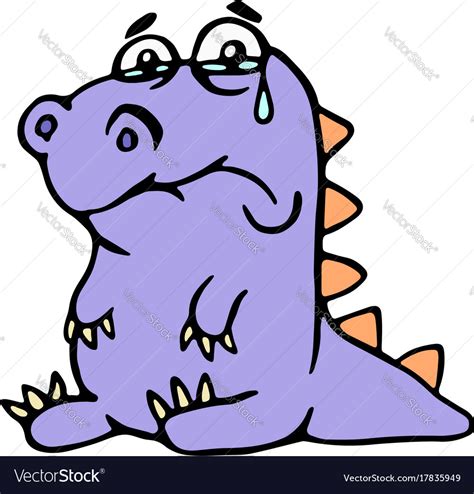 Cartoon Purple Sad Dino Royalty Free Vector Image