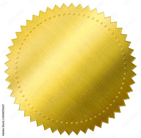 Certificate Gold Foil Seal Or Medal Isolated With Clipping Path