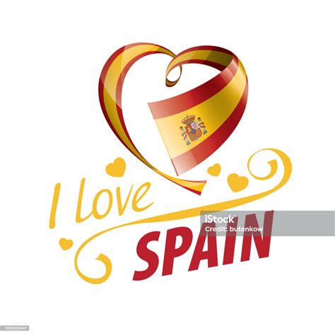 National Flag Of The Spain In The Shape Of A Heart And The Inscription