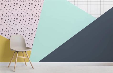 Multi Coloured Oversized Geometric Wallpaper Mural Hovia Uk