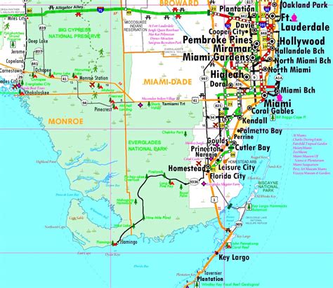 Everglades Area Road Map 