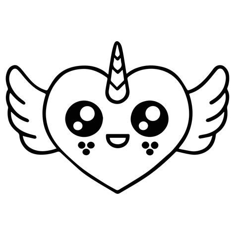 Kids Coloring Pages Cute Unicorn Love Flying Character Vector