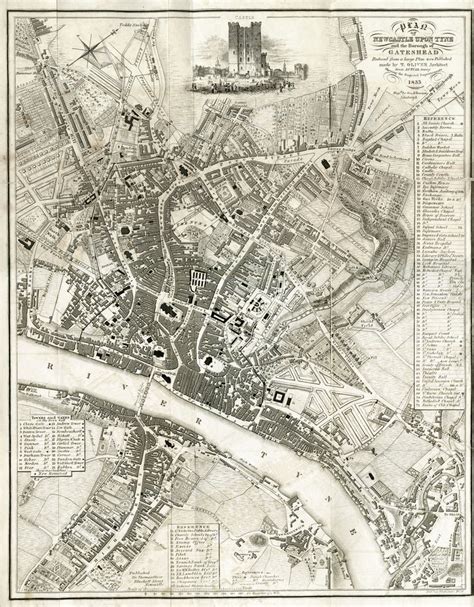 Map Of Newcastle Upon Tyne And Gateshead 1833 Newcastle Upon Tyne