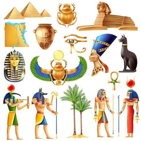 Gypten Sammlung Stellte Mit Traditionellen Symbolen Des Landes Ein