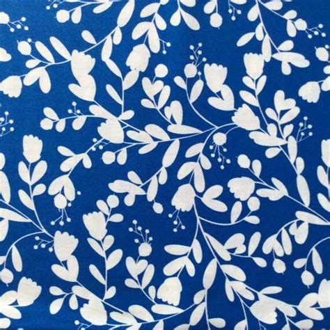 Floral Cotton Fabric Pandb Textiles Navy Blue White Flowers Etsy