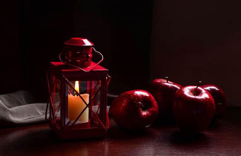 Autumn Lantern Apple Red Candle Fall Autumn Glow Lantern Graphy
