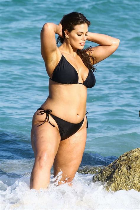 Ashley Graham Sizzles In A Black Bikini During A Photoshoot At The Beach In Miami Florida Set