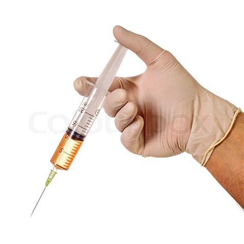 Hand Holding Medical Needle Full Of Stock Image Colourbox