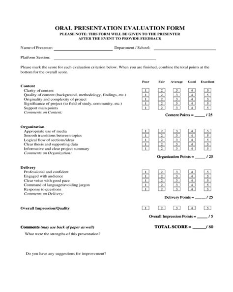 2021 Oral Presentation Evaluation Form Fillable