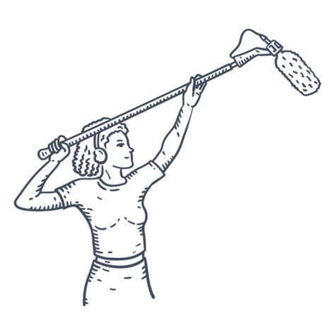 diseño png y svg de dibujo de una mujer sosteniendo un poste para camisetas
