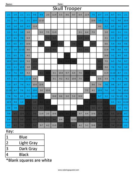 The outfit is made complete with a skeleton face makeup. Fortnite Skull Trooper Subtraction Coloring - Coloring Squared