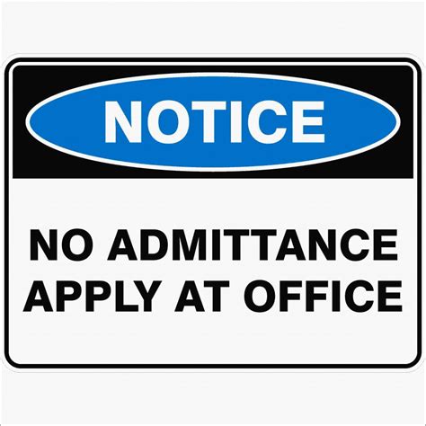 No Admittance Apply At Office Buy Now Discount Safety Signs Australia