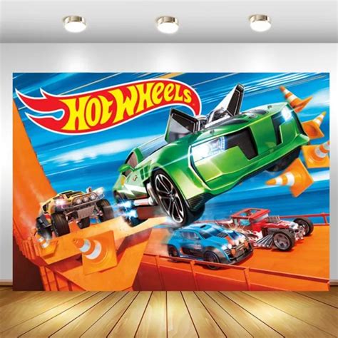 HOT WHEELS BACKDROP Wild Racer Cars Babes Birthday Party Photo Background Banner PicClick UK