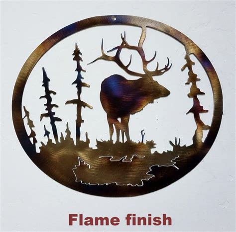 Elk And Tree Wildlife Metal Wall Art Silhouette Elk Metal Wall Hanging