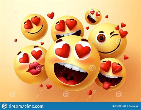 爱情矢量图创作集中的表情符号笑脸 用红心和爱脸表情符号 向量例证 插画 包括有 媒体 表面 192501661