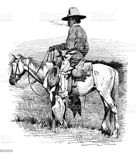 Cowboy On Horseback Stock Illustration Download Image Now Cowboy