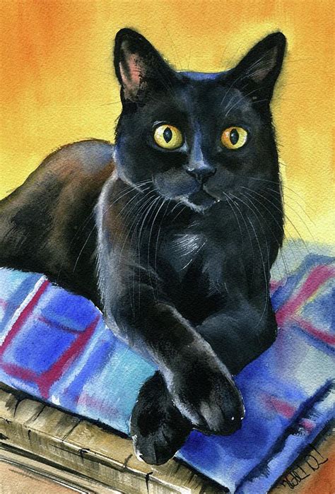 Black Cats Painting Ralph Black Cat Painting By Dora Hathazi Mendes