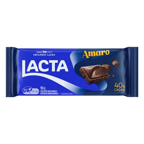 chocolate meio amargo 40 cacau lacta amaro pacote 90g giassi giassi supermercados