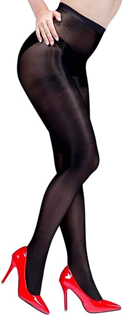 Plus Size 60 Den Shaping Pantyhose Sexy Oil Shiny Ultra Shimmery Footed