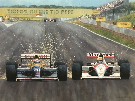 Nigel Mansell Williams Ayrton Senna Mclaren Painting Formula One 1 Grand Prix F1 3 Spanish Grand