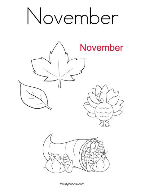 November Coloring Page - Twisty Noodle