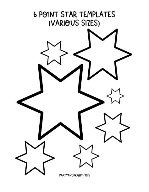 Cute Star Printable Template 6 Point Stars To Print Star Template